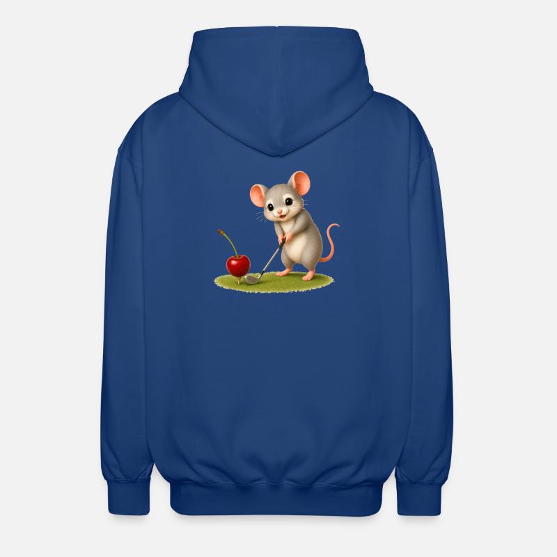 Cute mouse playing golf - Unisex Hooded Jacket - royal blue