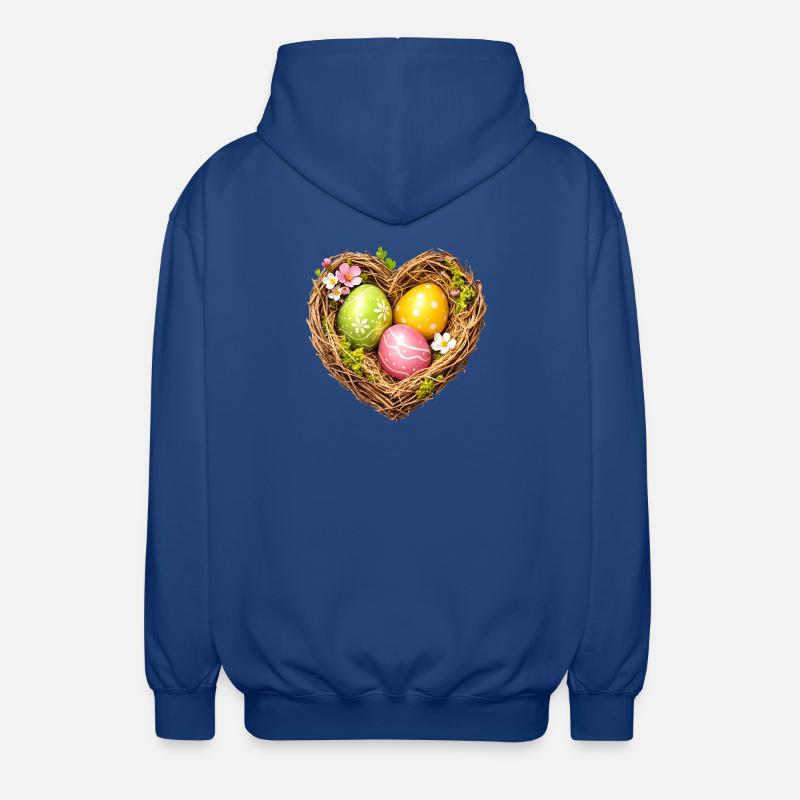 Herzförmiges Osternest mit Eiern - Unisex Kapuzenjacke - Royalblau