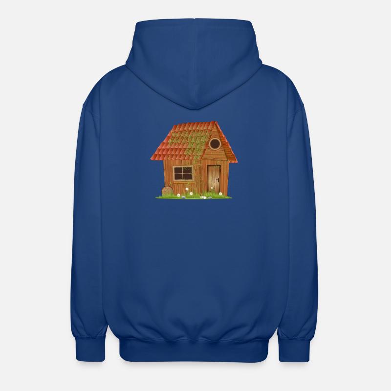 small windswept rustic hut - Unisex Hooded Jacket - royal blue