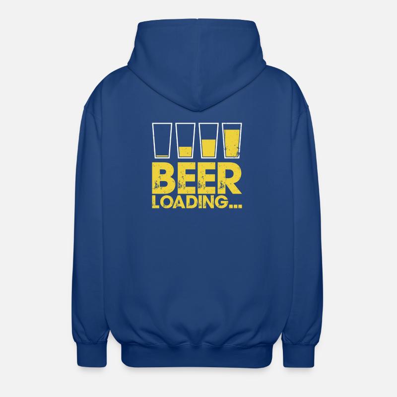 Beer Loading Distressed Typography - Unisex Hooded Jacket - royal blue