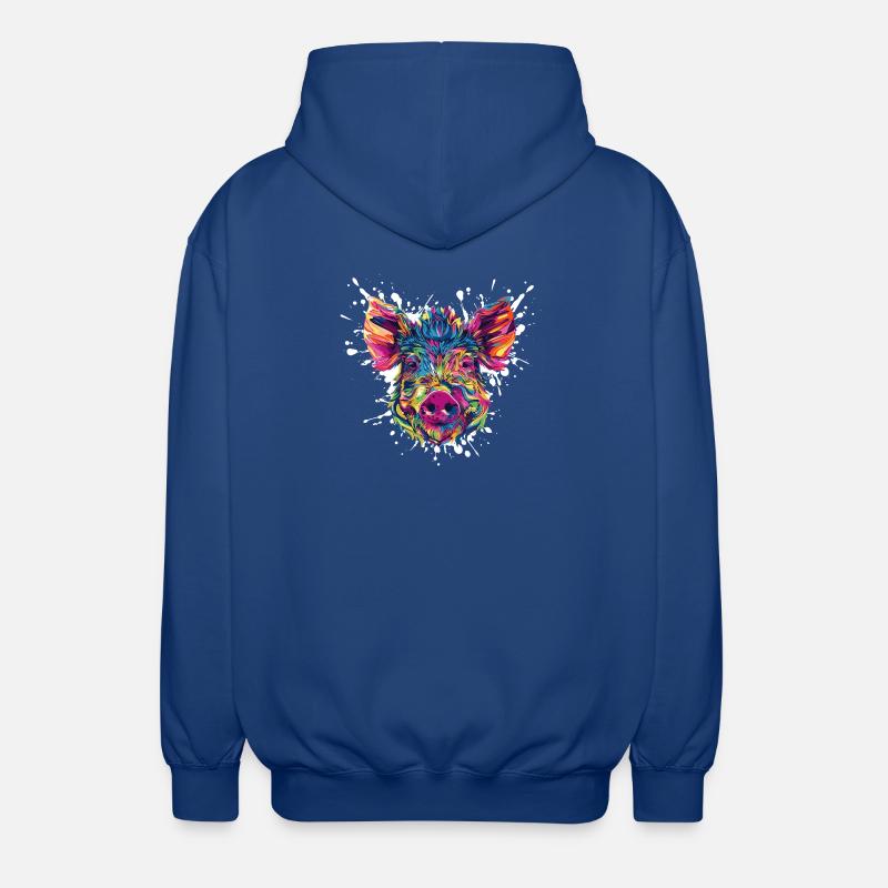 Farbexplosion Schweinekopf - Unisex Kapuzenjacke - Royalblau