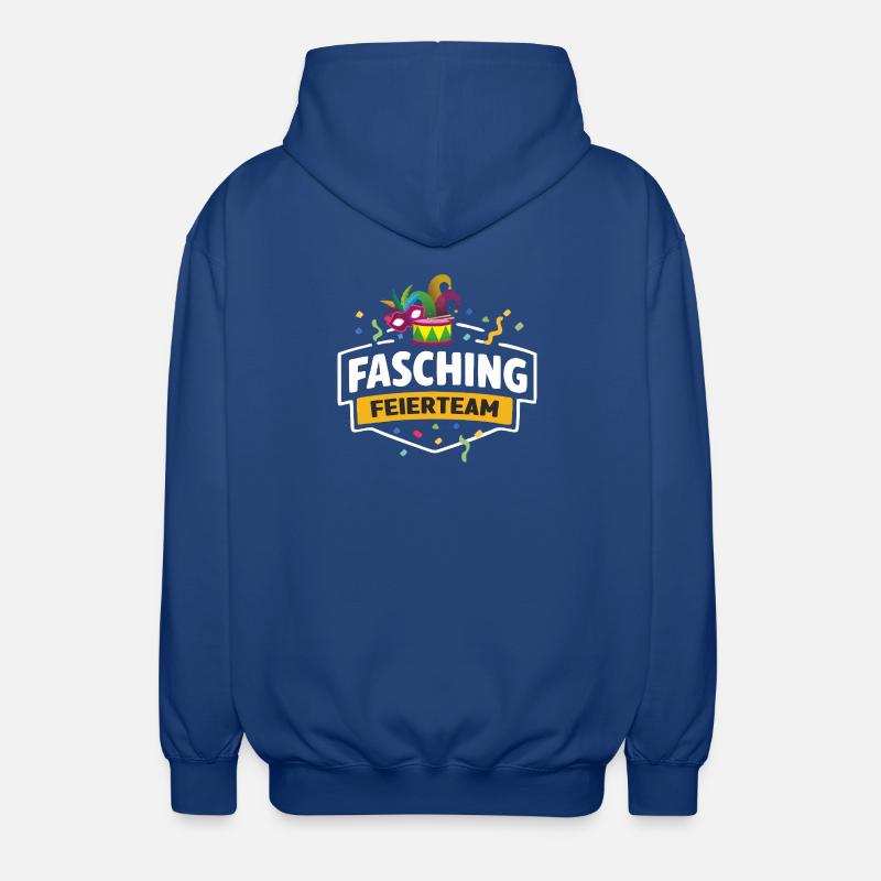 Fasching Feierteam Masken & Trommel - Unisex Kapuzenjacke - Royalblau