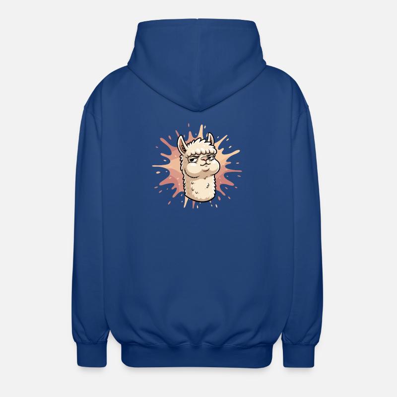 Selbstbewusste Llama Splash - Unisex Kapuzenjacke - Royalblau