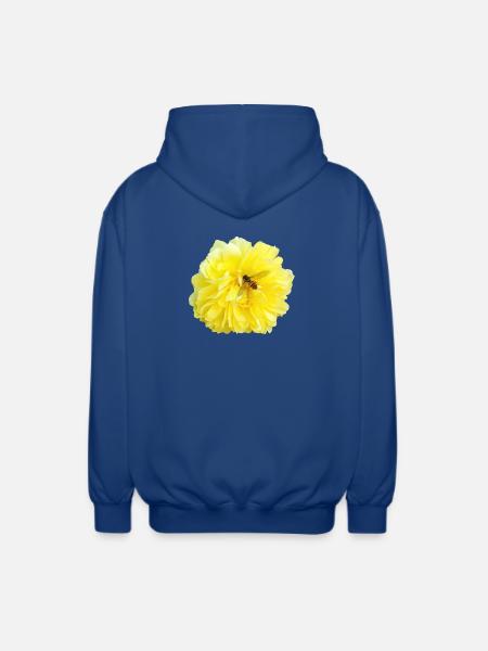Yellow_Rose_-_Bee_Nature_Photography - Unisex Hooded Jacket - royal blue