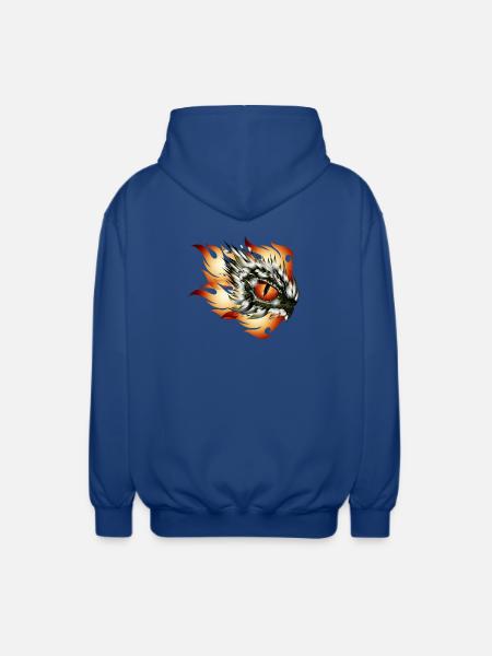 magisches Auge eines Drachen im Flammen Tattoo - Unisex Kapuzenjacke - Royalblau