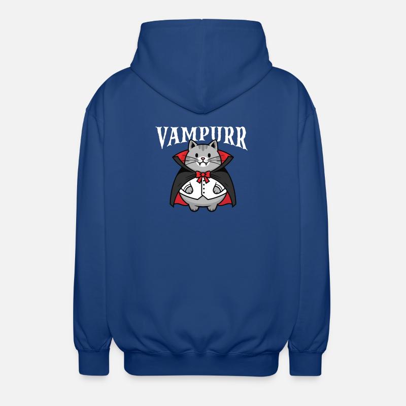 Vampurr Spooky Halloween Vampire Chat - Veste à capuche unisexe - bleu royal