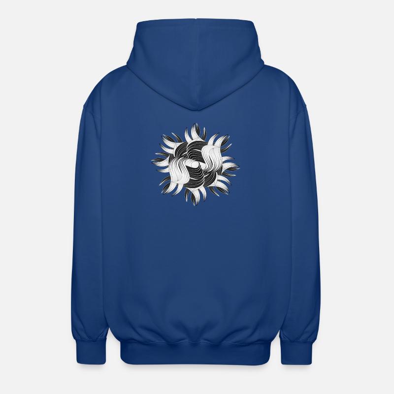 Abstrakte Formen – Dynamisches Schwarz-Weiß Design - Unisex Kapuzenjacke - Royalblau