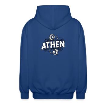 Athens - Greece - Unisex Hooded Jacket - royal blue - Back - AI Model Male 185 light (185cm)