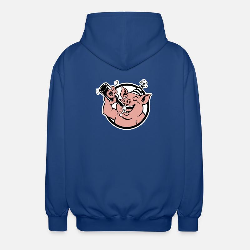 Cochon avec bouteille de célébration - Veste à capuche unisexe - bleu royal