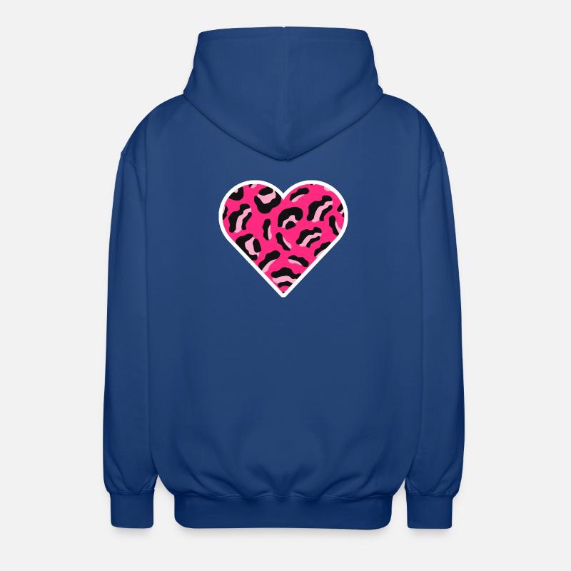 Cœur à imprimé léopard rose - Veste à capuche unisexe - bleu royal