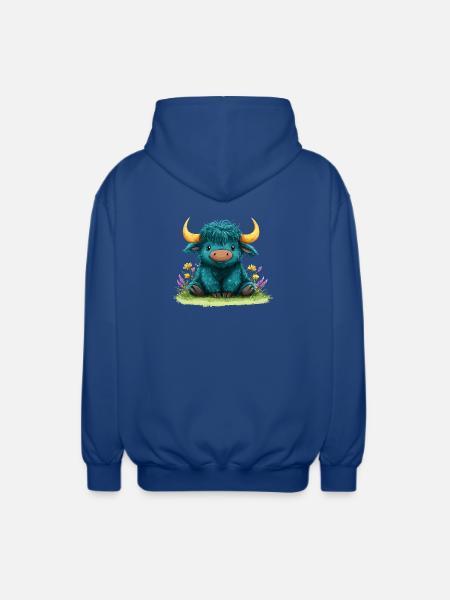 Blauer Yak im Blumenmeer - Unisex Kapuzenjacke - Royalblau