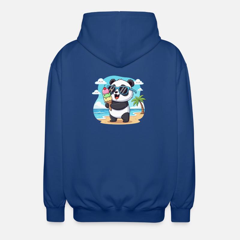 Panda am Strand mit Eiscreme - Unisex Hooded Jacket - royal blue
