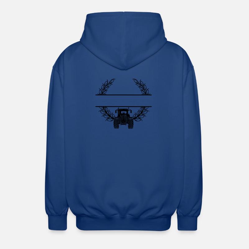 Traktor-Frontansicht im Weizenkranz - Unisex Kapuzenjacke - Royalblau