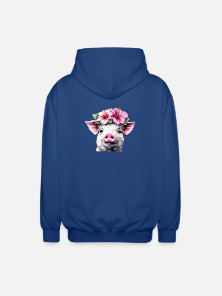 Cochon à couronne d’hibiscus - Veste à capuche unisexe - bleu royal