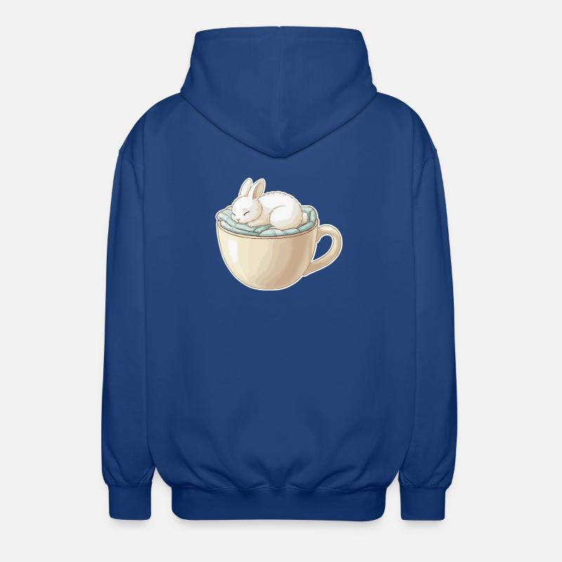 Sleeping rabbit in a cup - Unisex Hooded Jacket - royal blue