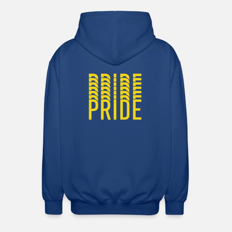 Pride Yellow Text Pattern - Unisex Hooded Jacket - royal blue