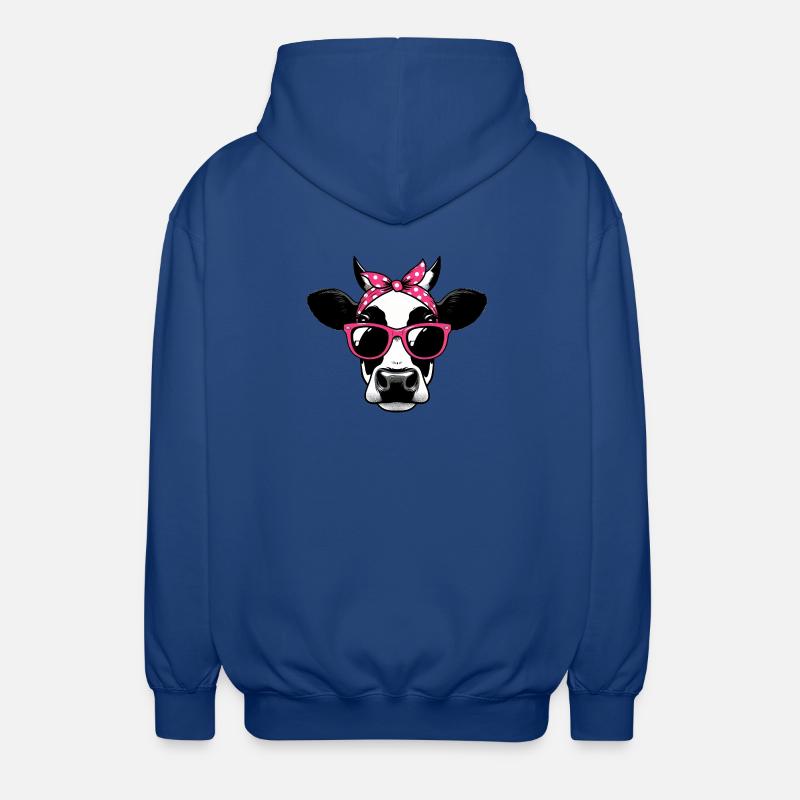 Vache avec lunettes de soleil - Veste à capuche unisexe - bleu royal