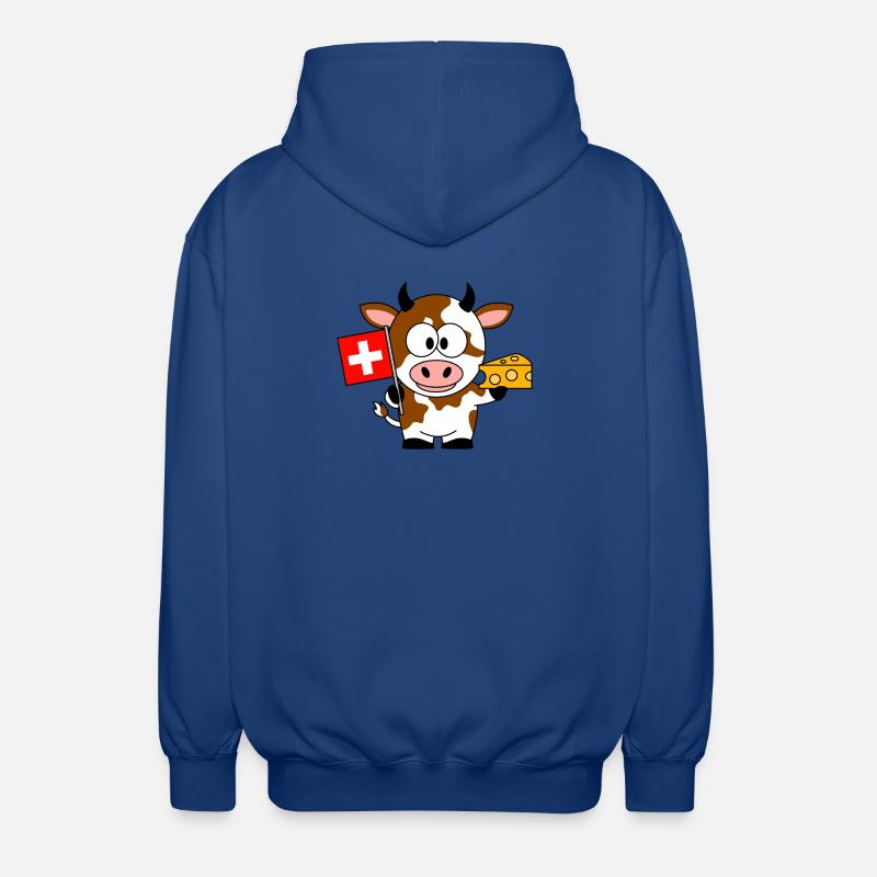 Kuh mit Schweizer Flagge Käse - Unisex Kapuzenjacke - Royalblau