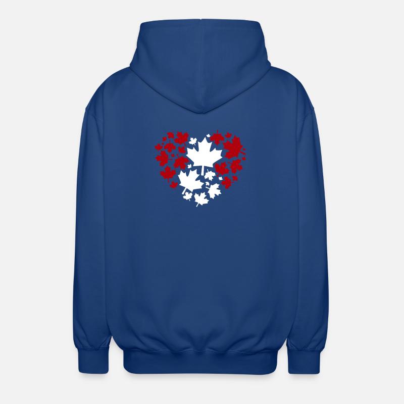 Maple Leaf Heart Pattern - Unisex Hooded Jacket - royal blue