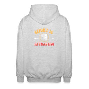 Anstrengung ist attraktiv - Laufen, Fitnessstudio, Sportbekleidung - Unisex Kapuzenjacke - Hellgrau meliert - Hinten - AI Model Male 185 light (185cm)