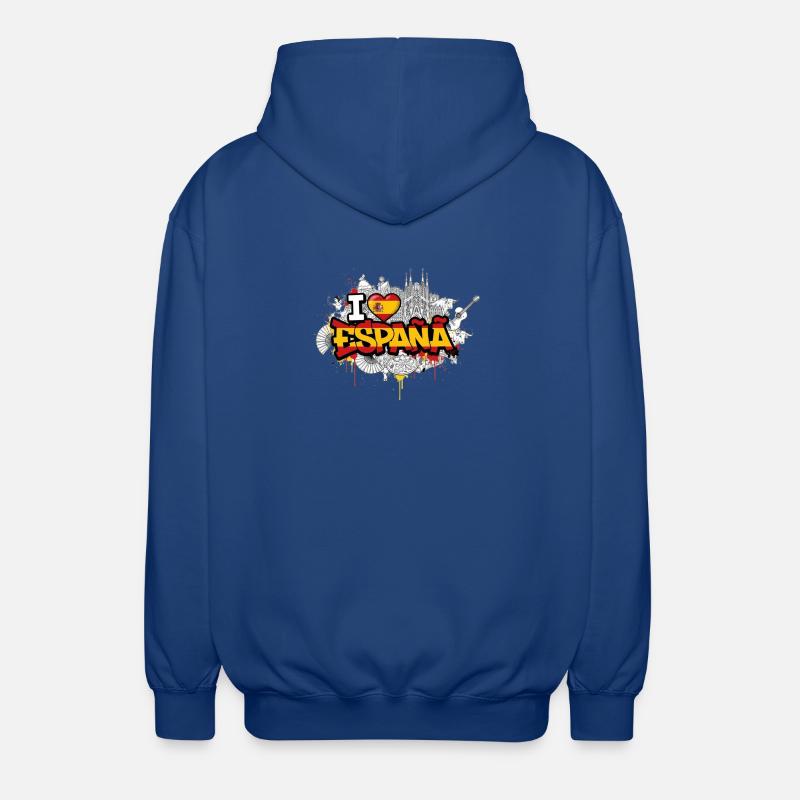 Vibrant Graffiti Espagne drapeau Love Design - Veste à capuche unisexe - bleu royal