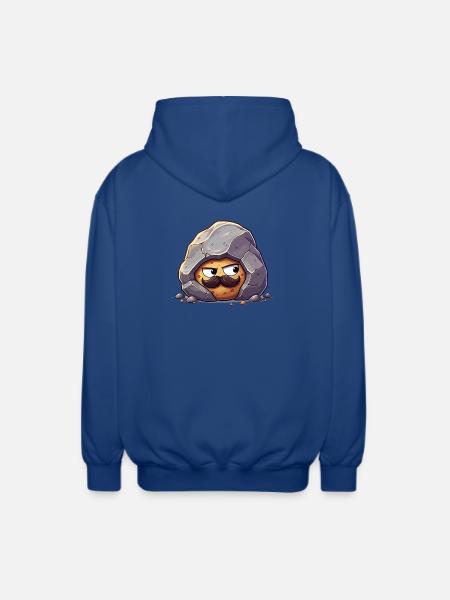 Stein mit Schnurrbart Maskottchen - Unisex Kapuzenjacke - Royalblau