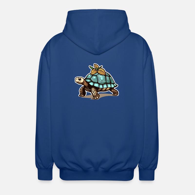 Turtle with blue shell & leaves - Unisex Hooded Jacket - royal blue