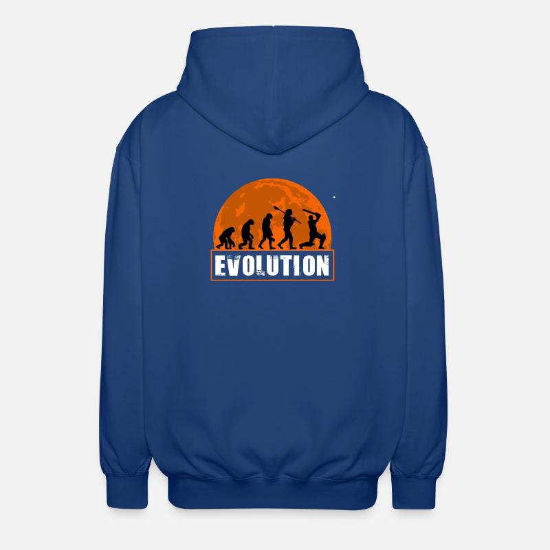 Evolution of Cricket Player Batsman Silhouette - Unisex Hooded Jacket - royal blue