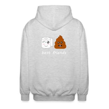 Klopapier und Poop - Unisex Kapuzenjacke - Hellgrau meliert - Hinten - AI Model Male 185 light (185cm)