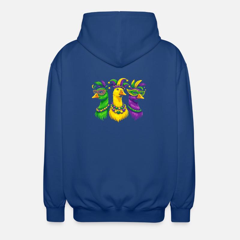 Trio de carnaval d’oiseaux masqués - Veste à capuche unisexe - bleu royal