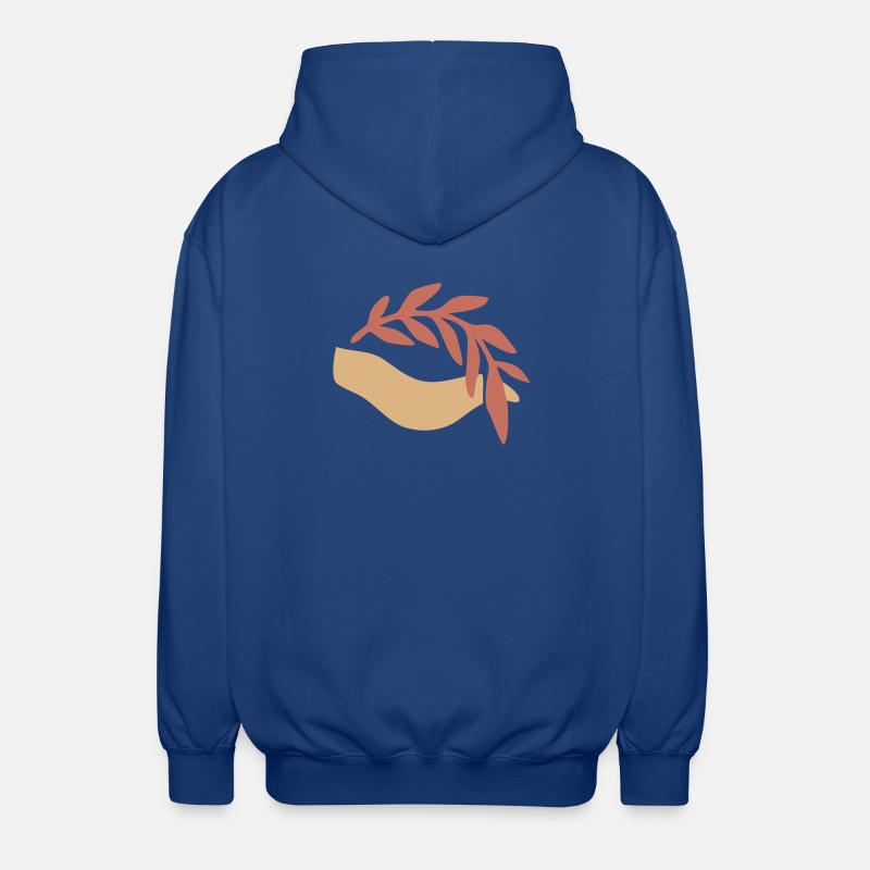 Hand Leaf Nature Boho Logo - Unisex Hooded Jacket - royal blue