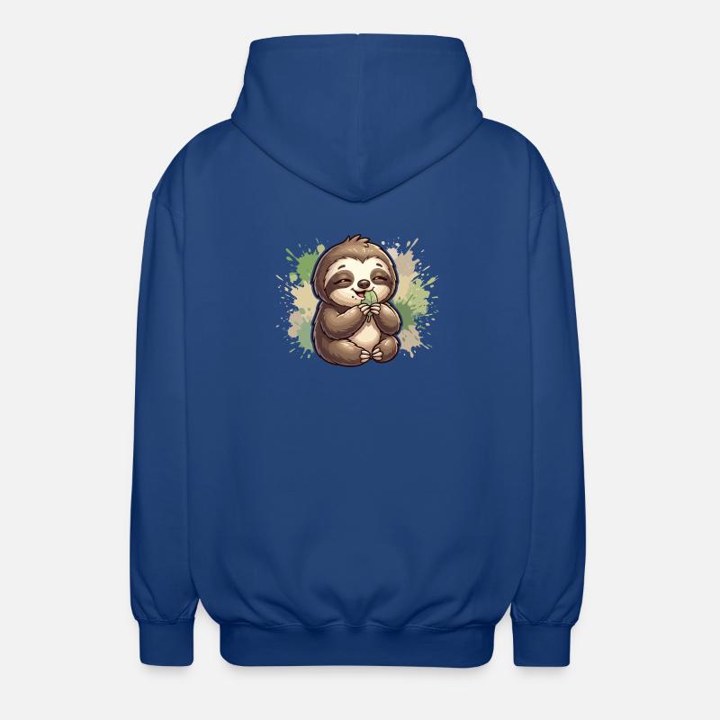 Sloth with leaf cuddles - Unisex Hooded Jacket - royal blue