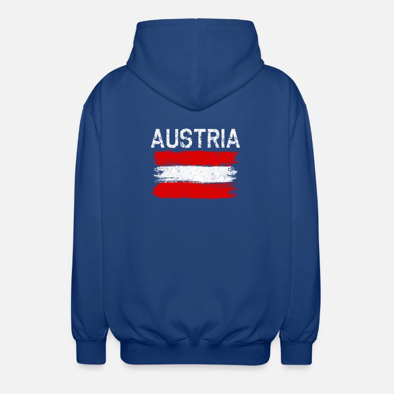 Graphique du drapeau brossé de l’Autriche - Veste à capuche unisexe - bleu royal