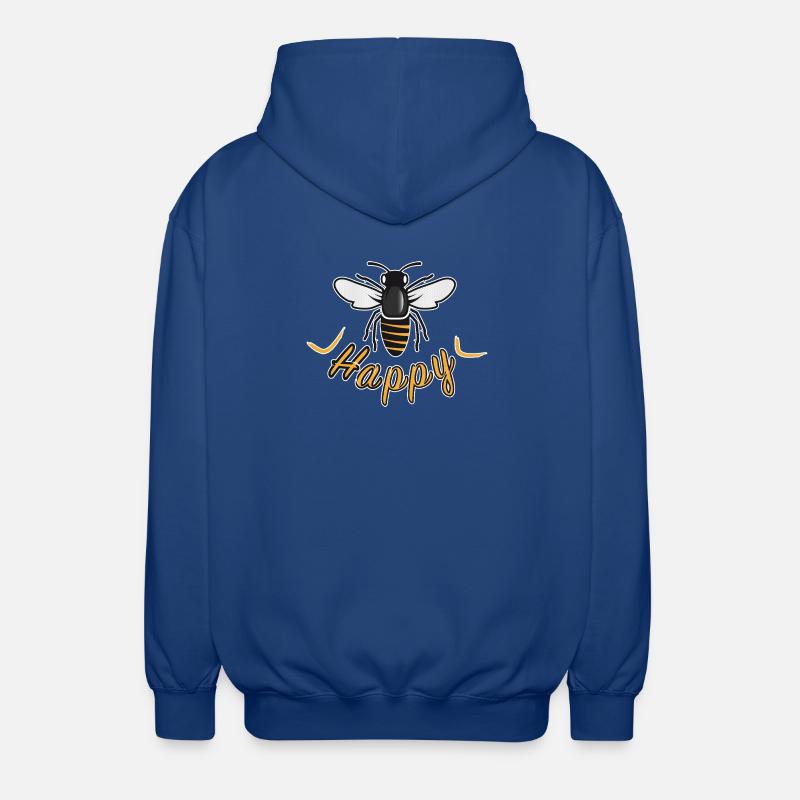 Happy bee with 'Happy' lettering - Unisex Hooded Jacket - royal blue