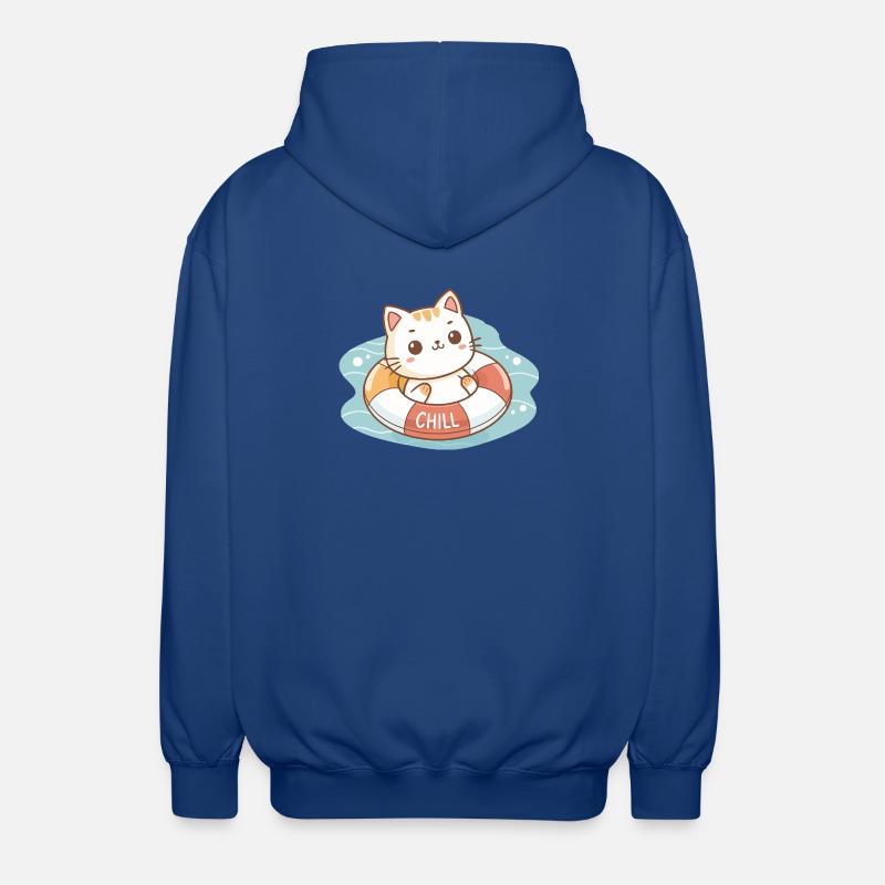 Chat sur Bouée Chill - Veste à capuche unisexe - bleu royal
