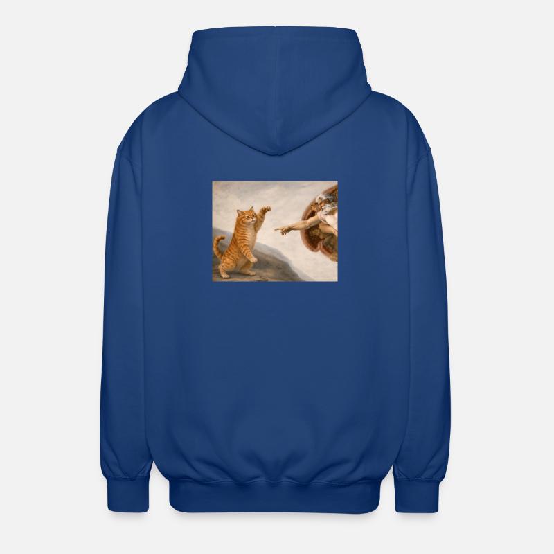 Mème de création du Dieu Chat parodie drôle de Michel-Ange - Veste à capuche unisexe - bleu royal