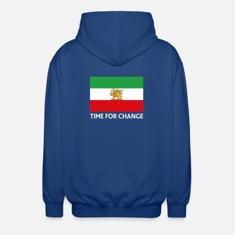 Temps de changement Drapeau iranien - Veste à capuche unisexe - bleu royal
