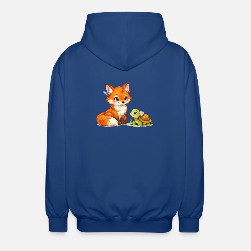Fox and a cute turtle - Unisex Hooded Jacket - royal blue