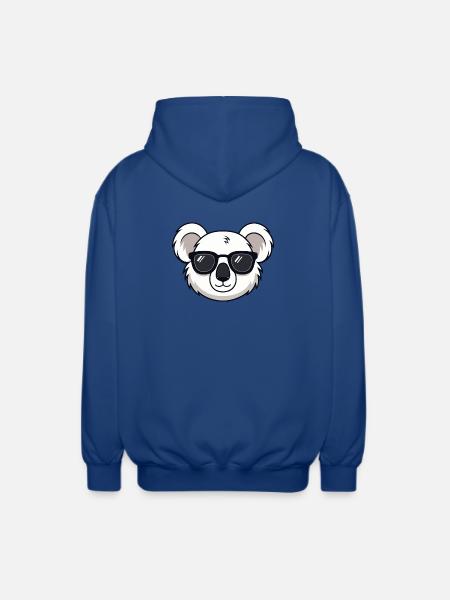 White Koala Cartoon Black Glasses - Unisex Hooded Jacket - royal blue