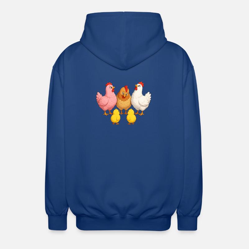 Chickens with chicks - Unisex Hooded Jacket - royal blue