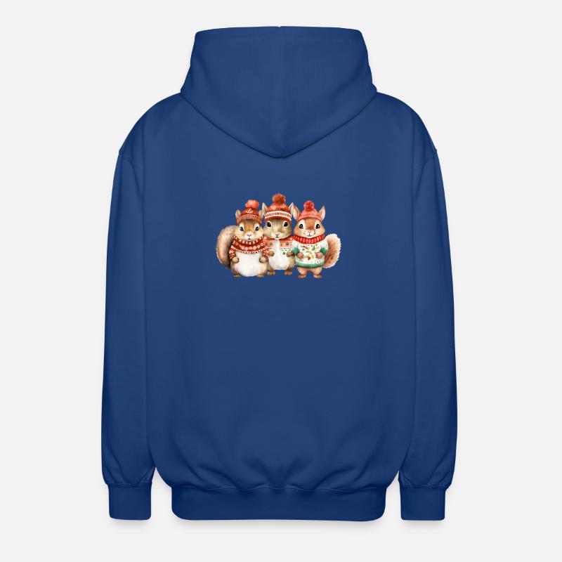 Winterliches Eichhörchen-Trio - Unisex Kapuzenjacke - Royalblau