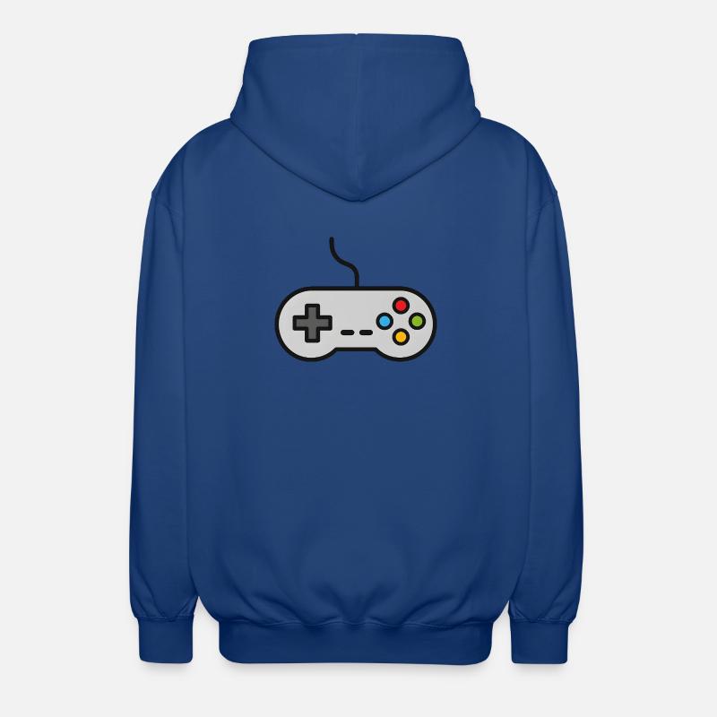 Retro Control Silhouette Gamer Game Console - Unisex Hooded Jacket - royal blue