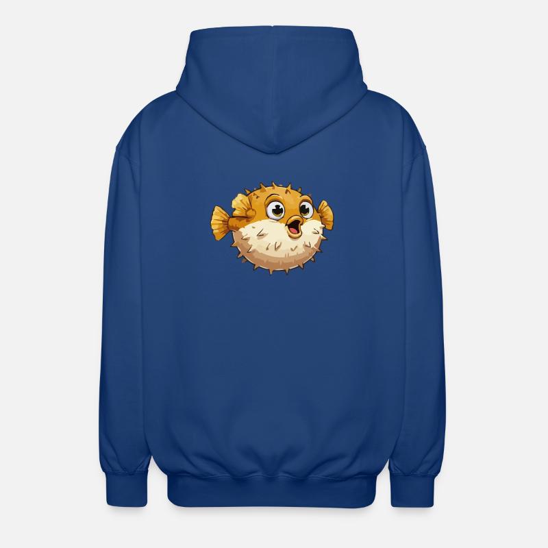 Puffer Fish Comic - Unisex Hooded Jacket - royal blue