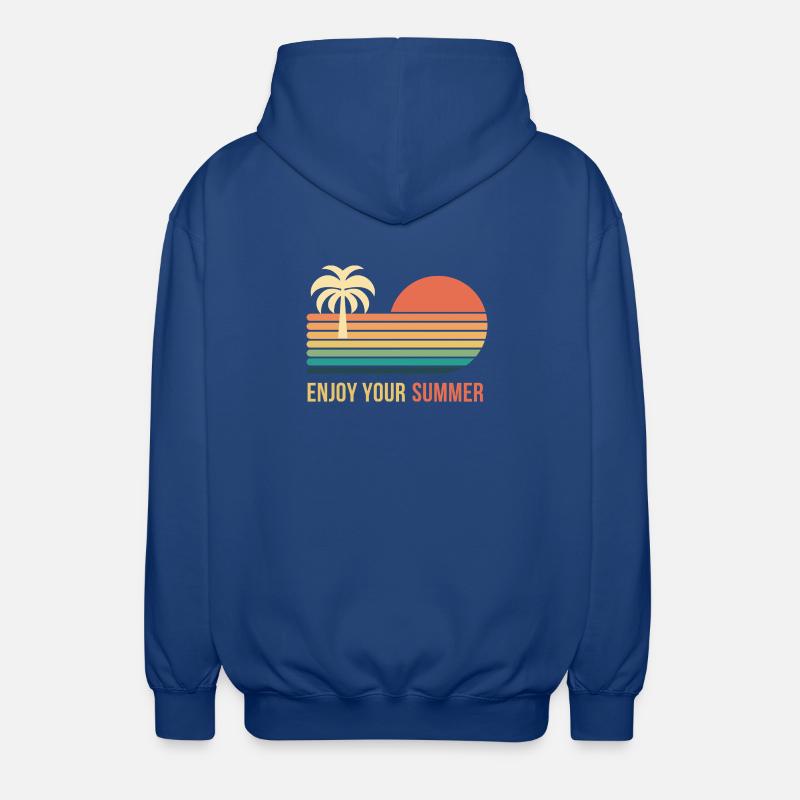 Sunset Retro Palm Tree - Unisex Hooded Jacket - royal blue