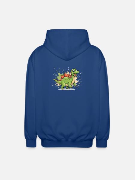 Cheerful Dino Stegosaurus Cartoon - Unisex Hooded Jacket - royal blue