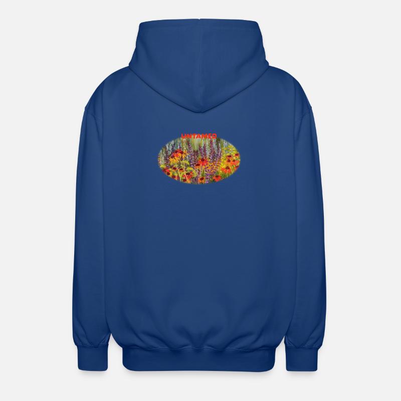 Ungezähmte – Lebendige Echinacea-Wildblumenwiese - Unisex Kapuzenjacke - Royalblau