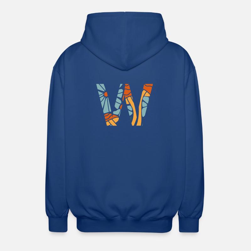 Buchstabe w groovy Blumen Geschenkidee - Unisex Kapuzenjacke - Royalblau
