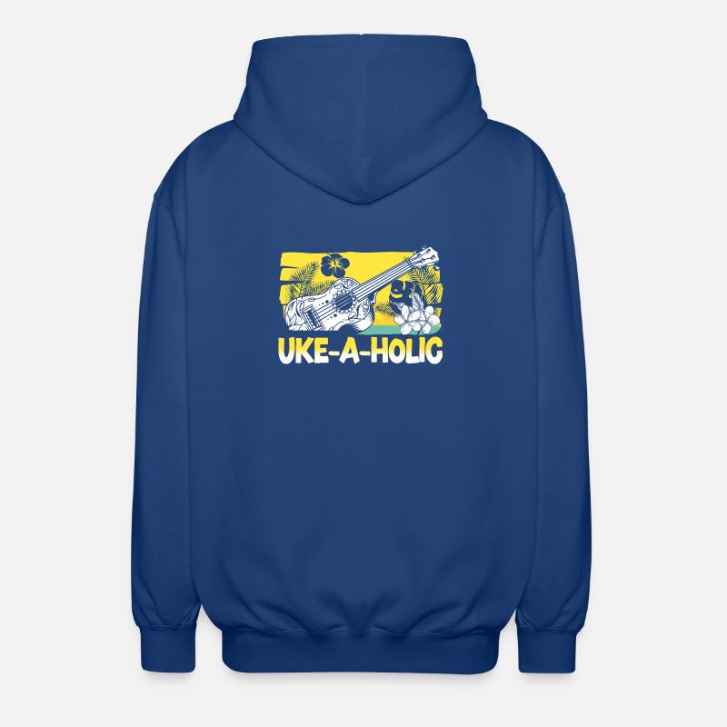Ukulélé hawaïen uke uke-a-holic - Veste à capuche unisexe - bleu royal