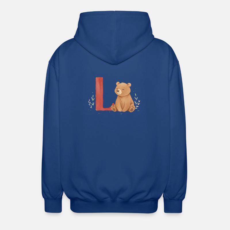Ours aquarelle avec L rouge - Veste à capuche unisexe - bleu royal