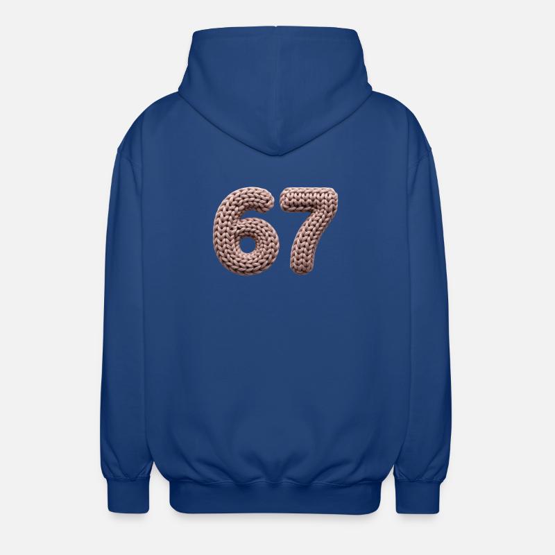 67 Memes – Pink Knitting Pattern Number - Unisex Hooded Jacket - royal blue